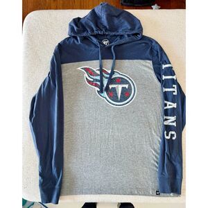 Tennessee Titans '47 Brand Men's Large Gray Navy Blue Hoodie Shirt NFL Fan Gear